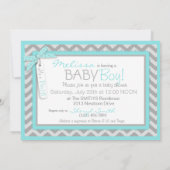 Baby Bow Krawatte Zickzack Print Baby Dusche Einladung (Rückseite)