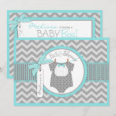 Baby Bow Krawatte Zickzack Print Baby Dusche Einladung (Vorne/Hinten)