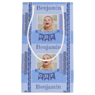 Baby Boy 1. Geburtstag Blue Scrapbook Kleines Gesc Kleine Geschenktüte