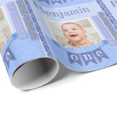 Baby Boy 1. Geburtstag Blue Scrapbooking Wrapping Geschenkpapier (Rolleneckpunkt)