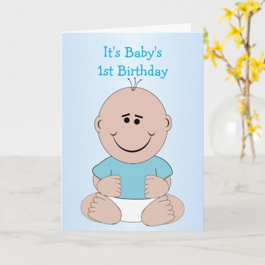 Baby Boy 1. Geburtstag Karte (Gelbe Blume)