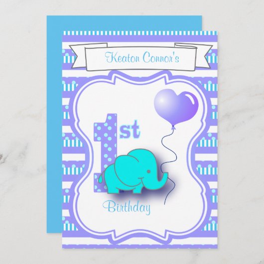 Baby Boy 1. Geburtstag Party Einladung (Vorne/Hinten)