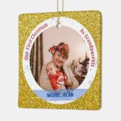 Baby Boy 1. Weihnachten als Großeltern 2 Fotos Keramikornament (Links)