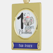 Baby Boy 1. Weihnachtszeit Koala Keepake Banner-Ornament Gold (Links)