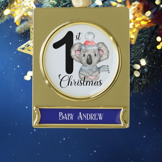 Baby Boy 1. Weihnachtszeit Koala Keepake Banner-Ornament Gold