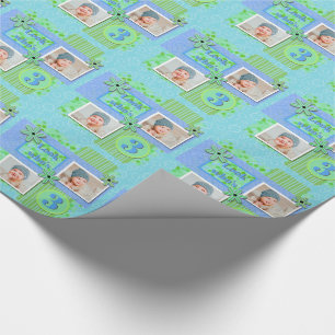 Baby Boy 3. Geburtstag Blue & Green Scrapbooking Geschenkpapier