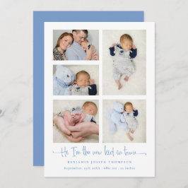 Baby Boy 5 Foto Collage Blue New Kid Script Birth Ankündigung