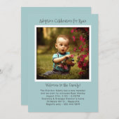 Baby Boy Adoption Party Foto Einladung Vorlage (Vorne/Hinten)
