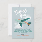 Baby Boy Airplane Travel Baby Dusche Dankeskarte (Vorderseite)