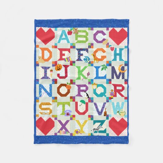 Baby Boy Alphabet Quilt Design Fleecedecke (Vorderseite)