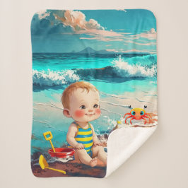 Baby Boy am Strand Sherpadecke