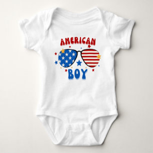 Baby Boy American Flag Brillen Independence Day Baby Strampler