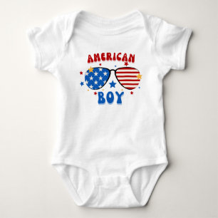 Baby Boy American Flag Brillen Independence Day Strampler