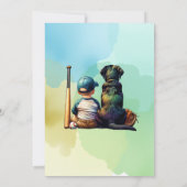 Baby Boy and Black Lab Baseball Themed Baby Dusche Einladung (Rückseite)