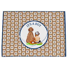 Baby Boy and Dog Baseball Themed Baby Dusche Große Geschenktüte