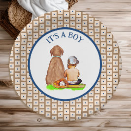 Baby Boy and Dog Baseball Themed Baby Dusche Pappteller