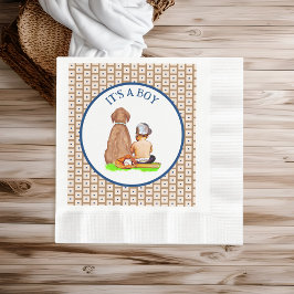 Baby Boy and Dog Baseball Themed Baby Dusche Serviette