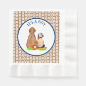 Baby Boy and Dog Baseball Themed Baby Dusche Serviette (Vorderseite)