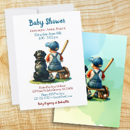 Baby Boy and Dog | Sweet Personalisiert Baby Dusch Einladung