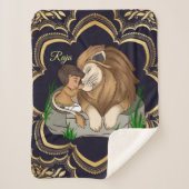 Baby boy and lion on a black mandala background sherpadecke (Vorderseite)