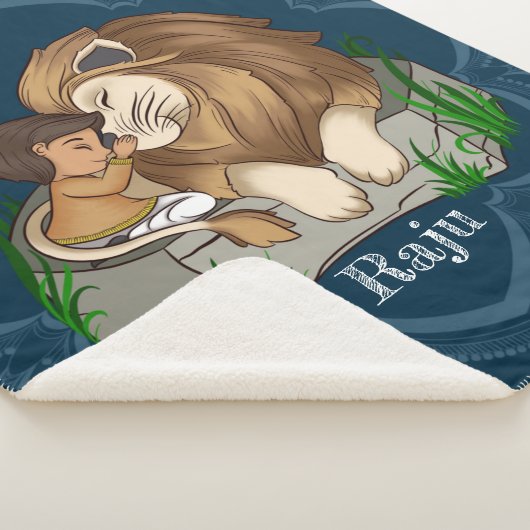 Baby boy and lion on a blue mandala background sherpadecke (3/4)