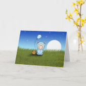 Baby Boy and Owl Geburtstagskarte Karte (Gelbe Blume)