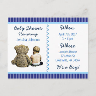 Baby Boy and Teddy Bear Baby Shower Einladung