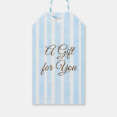 Baby Boy and Teddy Bear Blue Striping Danke Markie Geschenkanhänger (Rückseite)