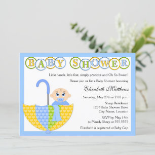 Baby Boy and Umbrella Baby Shower Einladung