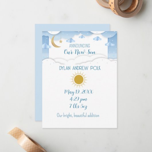 Baby Boy Ankündigung Flachbildschirm (Vorderseite/Rückseite Beispiel)