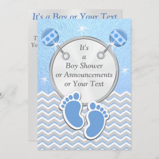 Baby Boy Announcement Cards Kinderdusche Einladung (Vorne/Hinten)