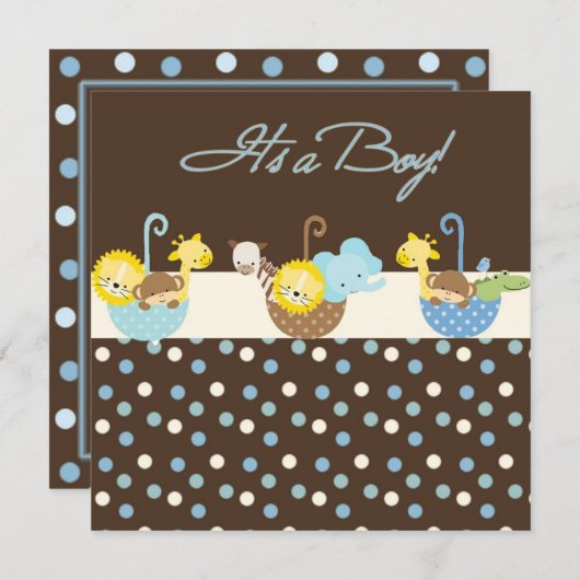 Baby Boy Announctions Card Ankündigung (Vorne/Hinten)