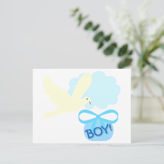 Baby Boy Announctions Postkarten (Stehend Vorderseite)