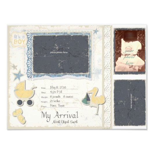Baby Boy Anreise Scrapbook Titelseite Fotodruck (Vorne)