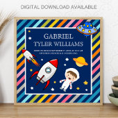 Baby Boy Astronaut Outer Space Rocket Birth Stats Poster