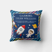 Baby Boy Astronaut Outer Space Rocket Geburtsstund Kissen (Rückseite)
