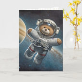 Baby Boy Astronaut Teddy Bear Karte (Gelbe Blume)