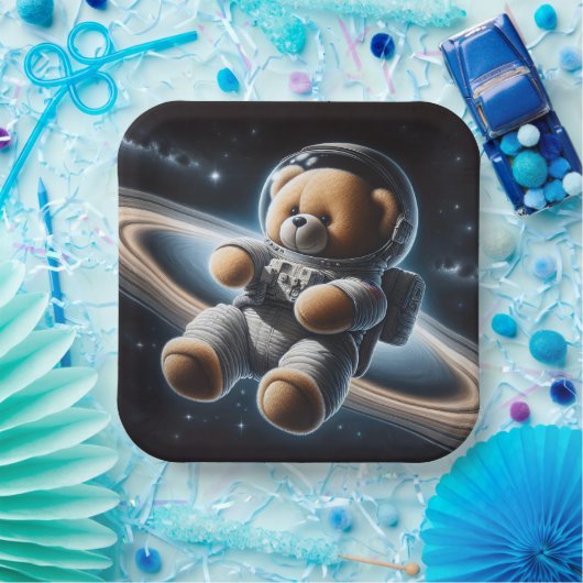 Baby Boy Astronaut Teddy Bear Pappteller (Party)