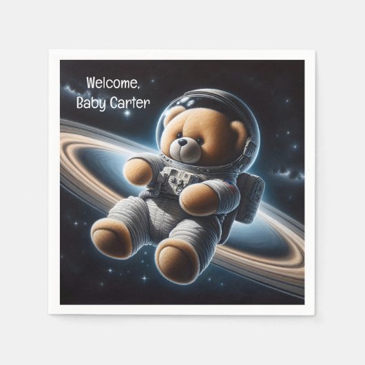 Baby Boy Astronaut Teddy Bear Serviette (Vorderseite)