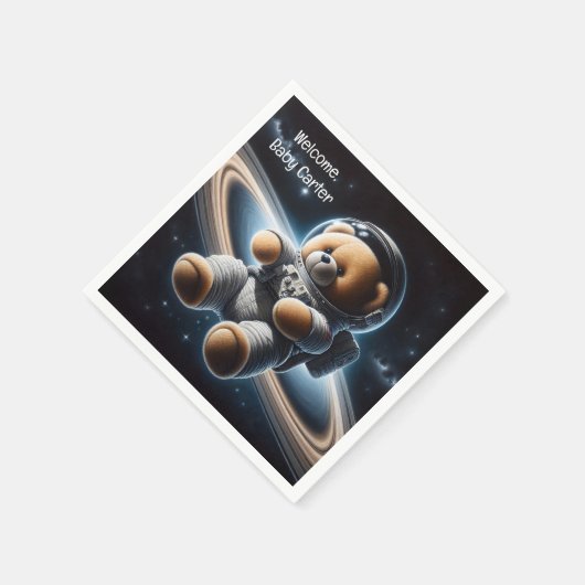 Baby Boy Astronaut Teddy Bear Serviette (Ecke)