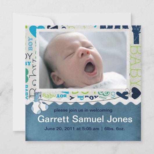 Baby Boy Baby Ankündigung (Vorderseite)