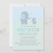 Baby Boy Baby Elephant Baby Dusche Einladung (Vorderseite)