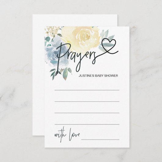 Baby Boy Baby Shower Game Prayer Card Herz Begleitkarte (Vorne/Hinten)