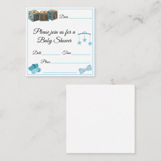 Baby Boy Baby Shower Mitteilungskarte (Vorne/Hinten)