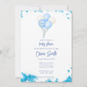 Baby Boy Balloon Babydusche Einladung (Vorderseite)