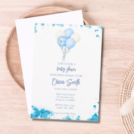 Baby Boy Balloon Babydusche Einladung