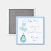 Baby Boy & Balloons Blue Save the Date Baby Dusche Magnet (Vorderseite/Rückseite)