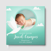 Baby Boy Baptism Christening Dove Blue Teal Gästebuch (Vorderseite)