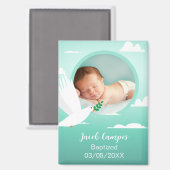 Baby Boy Baptism Christening Dove Clouds Photo Magnet (Vorderseite/Rückseite)