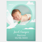 Baby Boy Baptism Christening Dove Clouds Photo Magnet (Vorderseite)